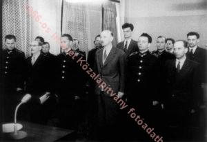 Defendants of the Imre Nagy trial at the pronouncing of the sentence 